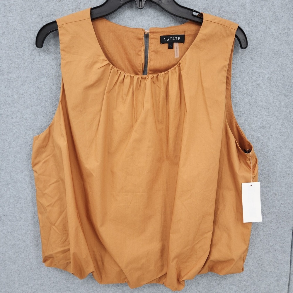1.‎ State Sleeveless Pullover Scoop Neck Caramel Top Womens Size L NWT